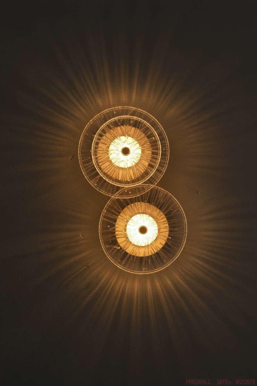 Aurelia Sunburst Fluted Glass & Brass Wall Sconce Detail Perspective