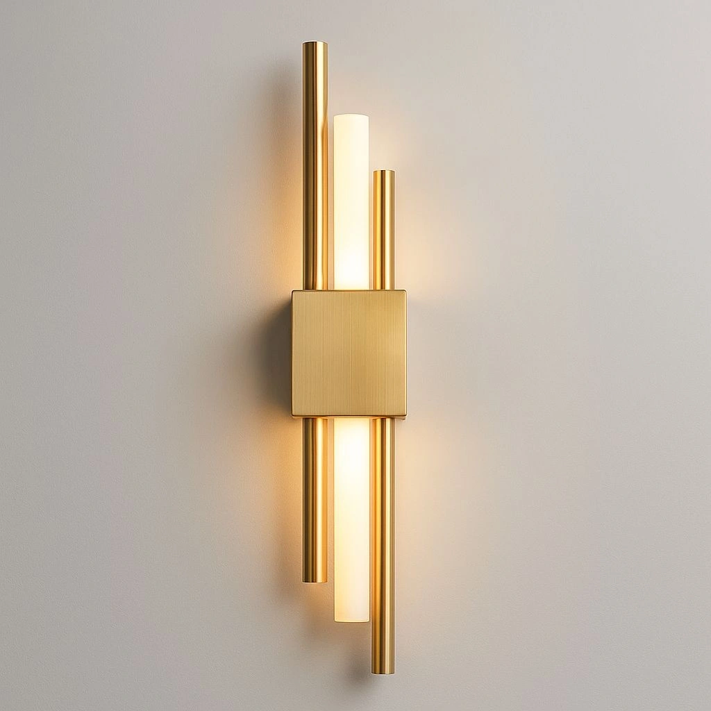 Aurelia Vertical Art Deco Brass Wall Sconce