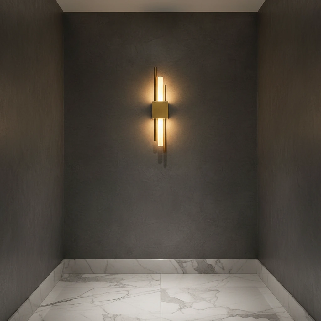 Aurelia Vertical Art Deco Brass Wall Sconce Primary Perspective
