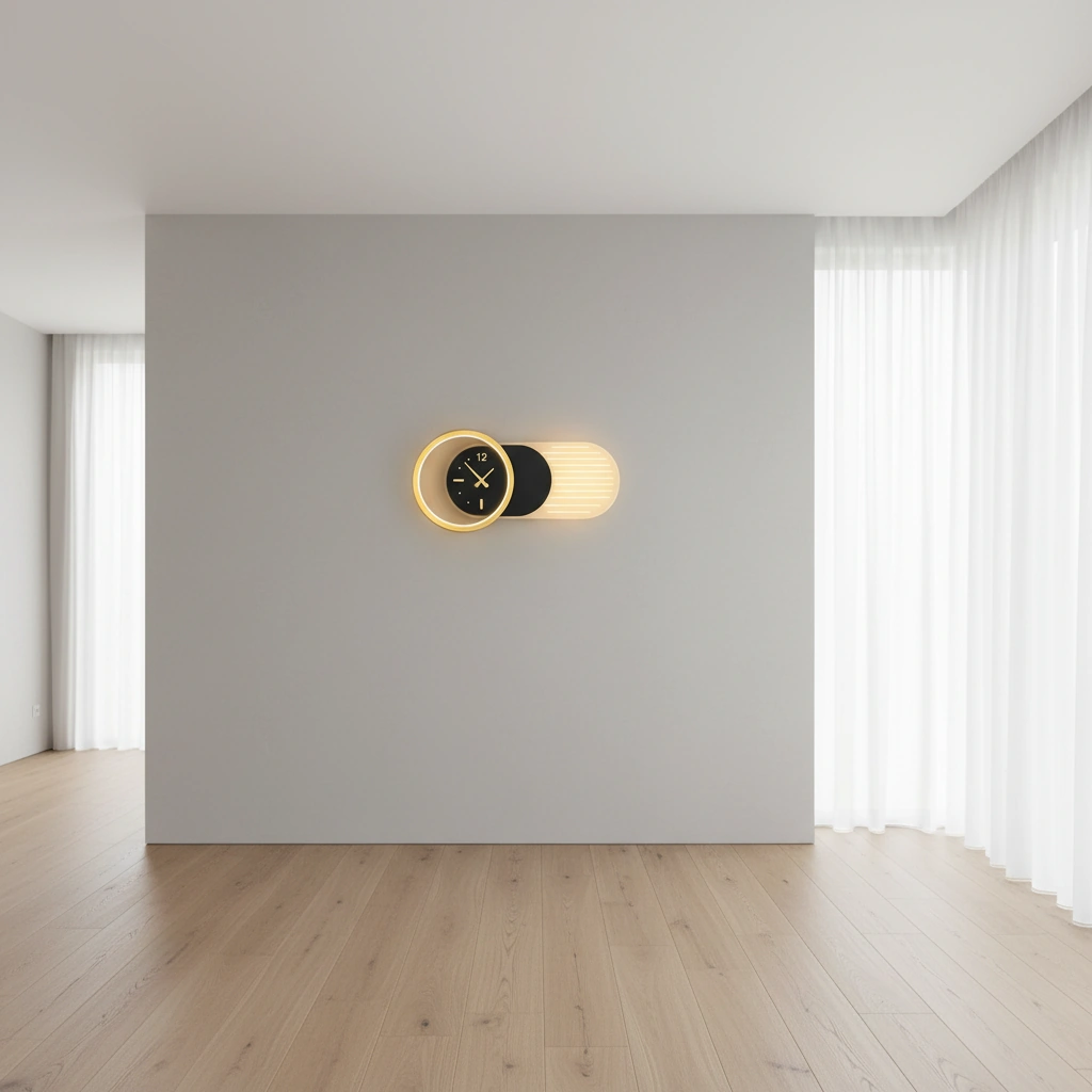 Chronos Linear LED Wall Sconce with Integrated Clock Primary Perspective