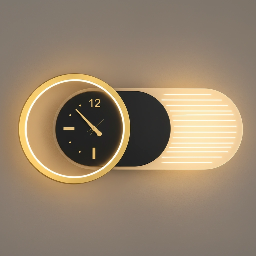 Chronos Linear LED Wall Sconce with Integrated Clock Angle 3