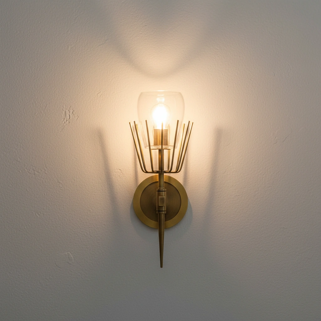 Edison Cage Adjustable Brass Wall Sconce Detail Perspective