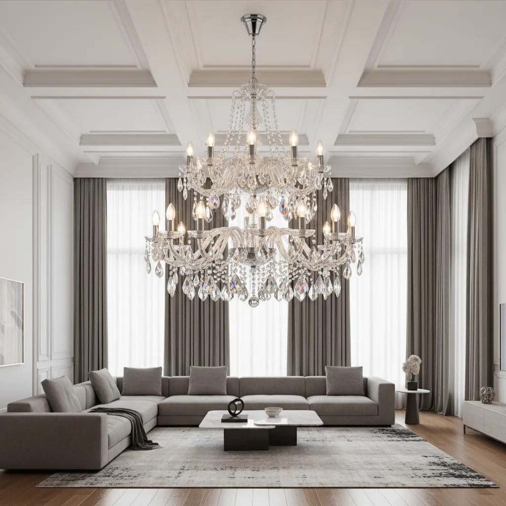 Empress 12-Arm K9 Crystal Chandelier Angle 2