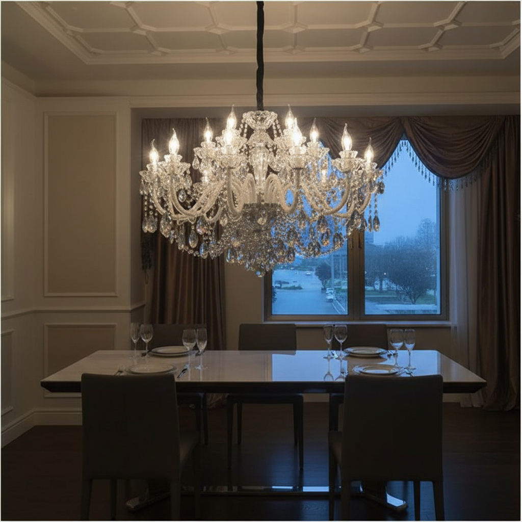 Empress 12-Arm K9 Crystal Chandelier Detail Perspective