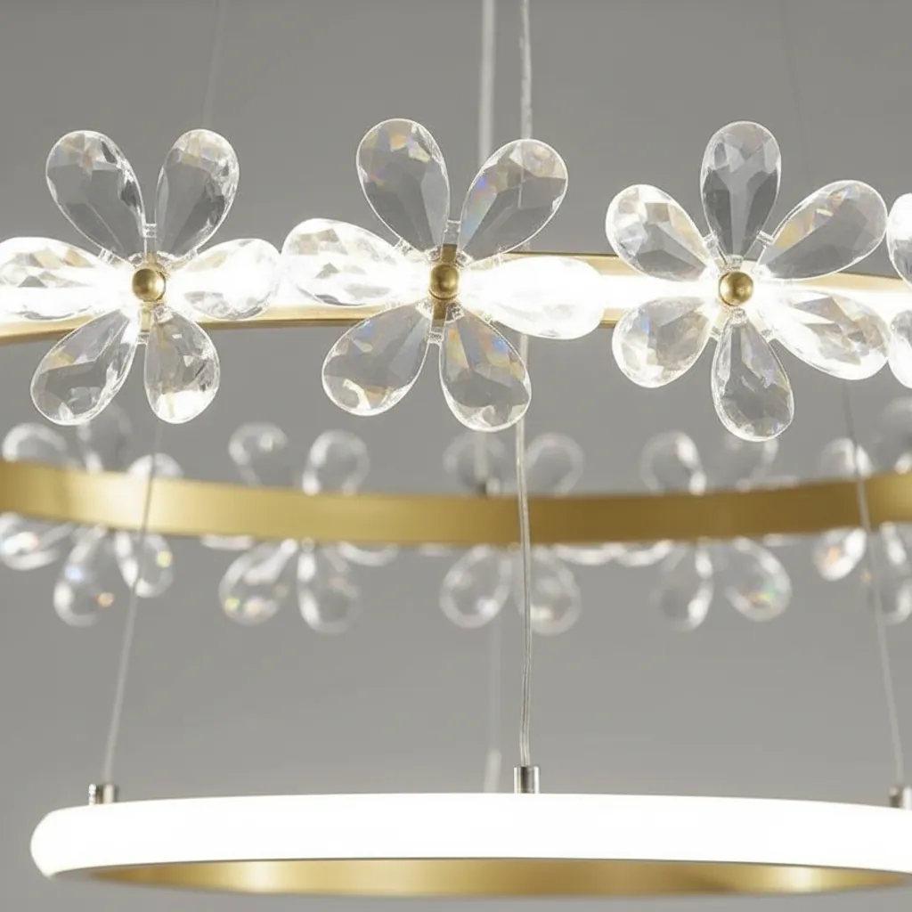 Fiora 80cm Dual-Ring K9 Crystal Flower Chandelier Angle 3