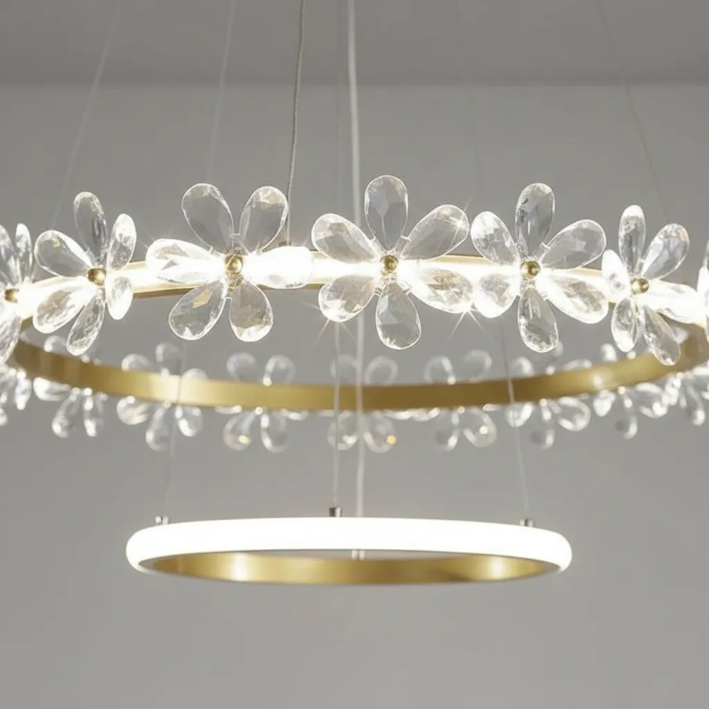 Flora Aura 80cm Dual-Ring K9 Crystal Chandelier Angle 3