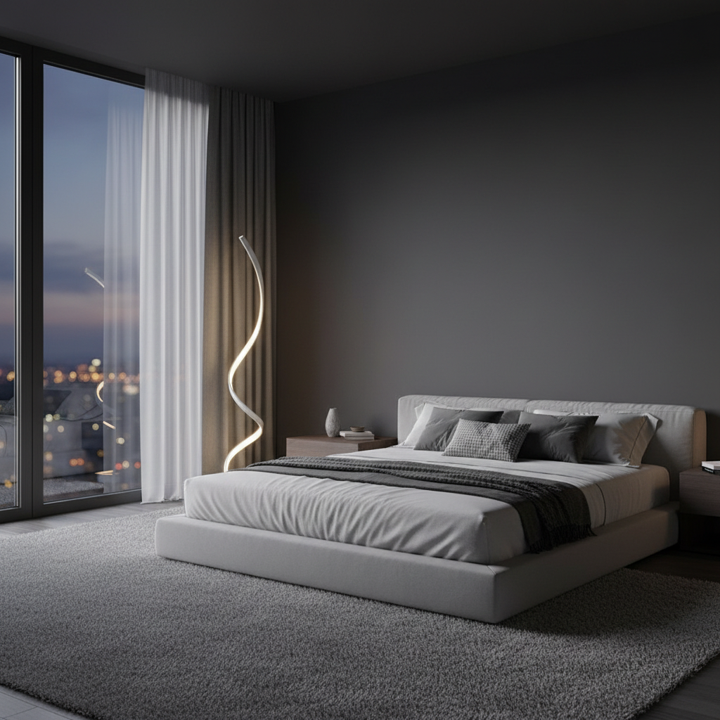Helios 1500 Sculptural Spiral LED Floor Lamp Detail Perspective