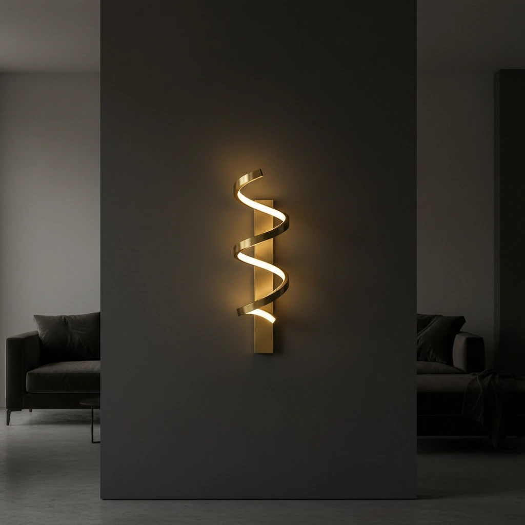 Helios Sculptural Spiral LED Wall Sconce Detail Perspective