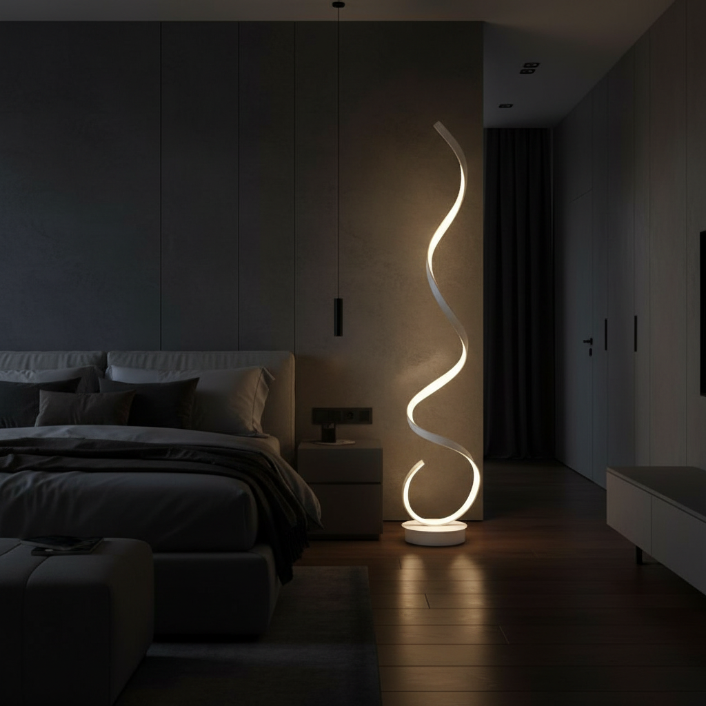Helix 1.3m Sculptural LED Floor Lamp Detail Perspective