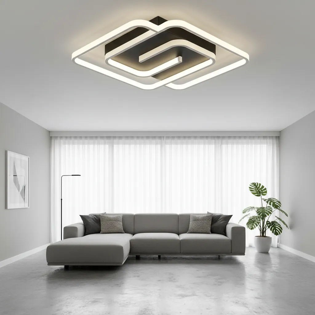 Labyrinth 50cm Square LED Ceiling Light Angle 2
