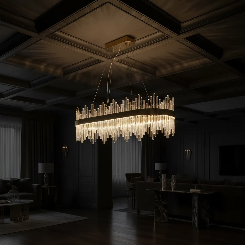 Manhattan 120cm Linear K9 Crystal Chandelier Angle 4