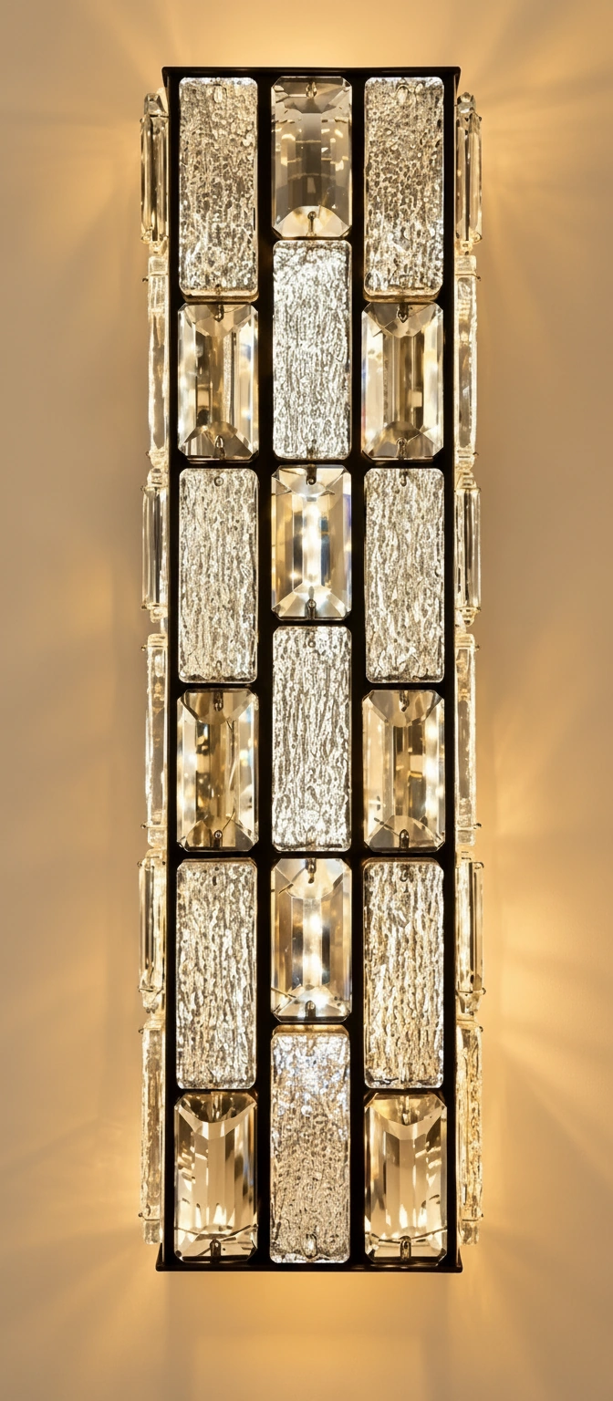 Manhattan Grid Art Deco Crystal Wall Sconce Angle 3
