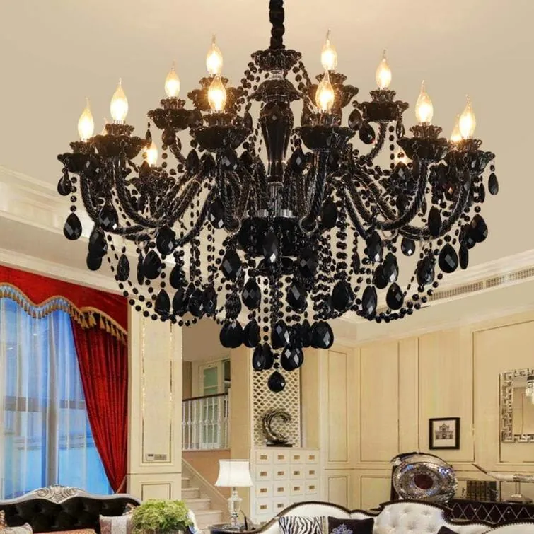 Noir Royale 18-Arm Black K9 Crystal Chandelier