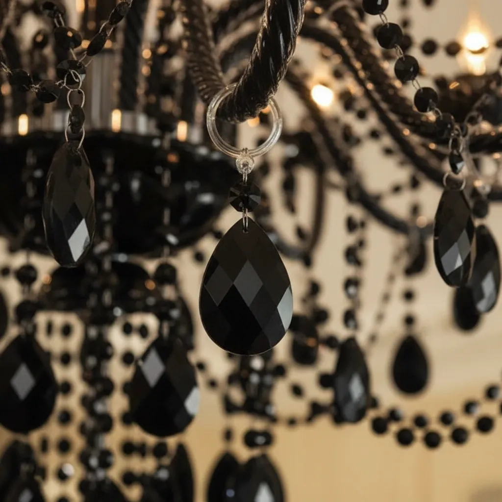Noir Royale 18-Arm Black K9 Crystal Chandelier Angle 3