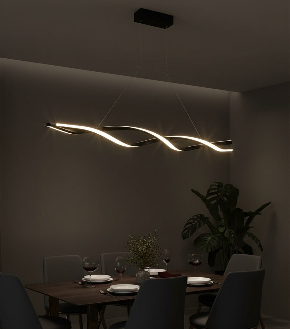 Ondula 120cm Wave LED Linear Pendant Detail Perspective