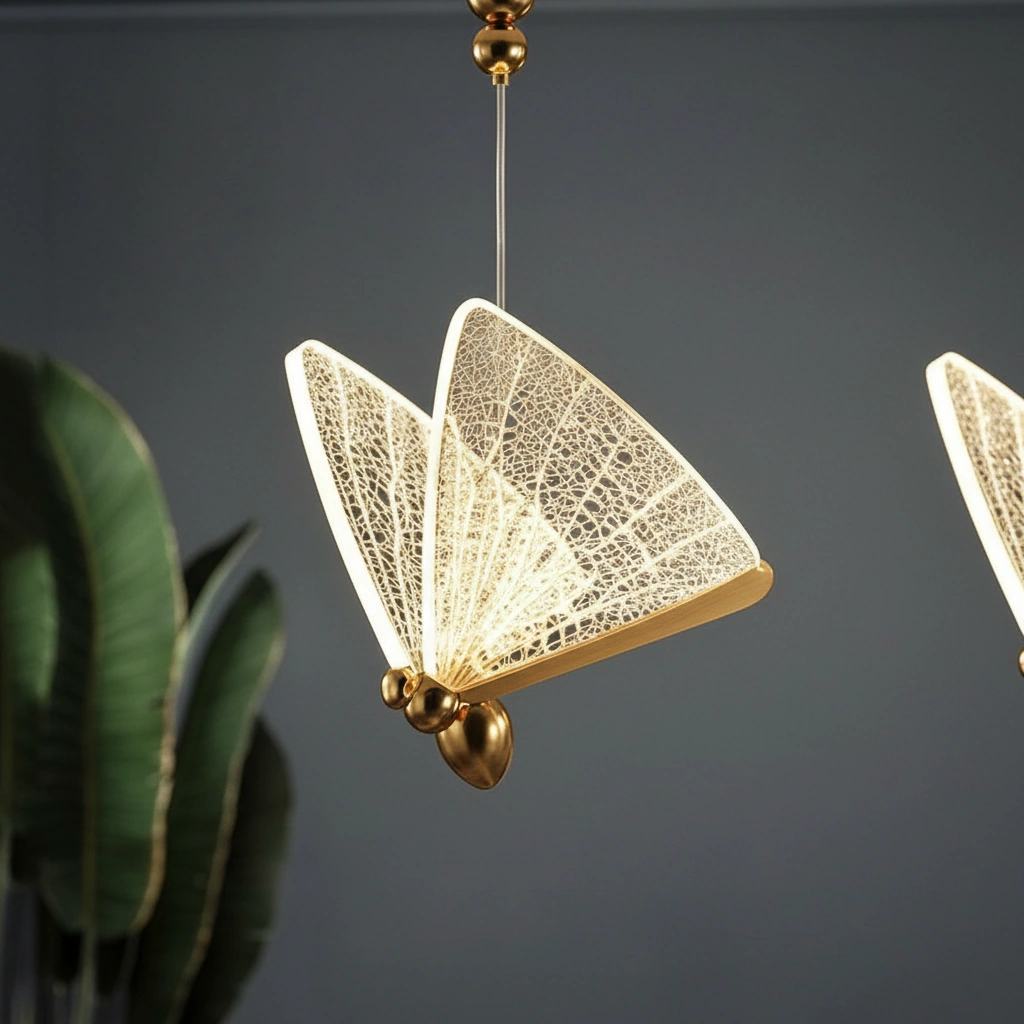 Papillon 3-Light Linear Butterfly Pendant Angle 3