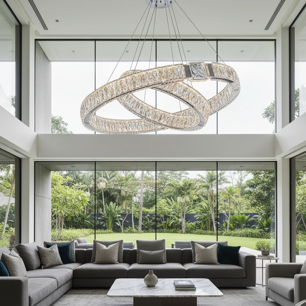 Seraphina 1100mm Interlocking Crystal Chandelier Angle 2