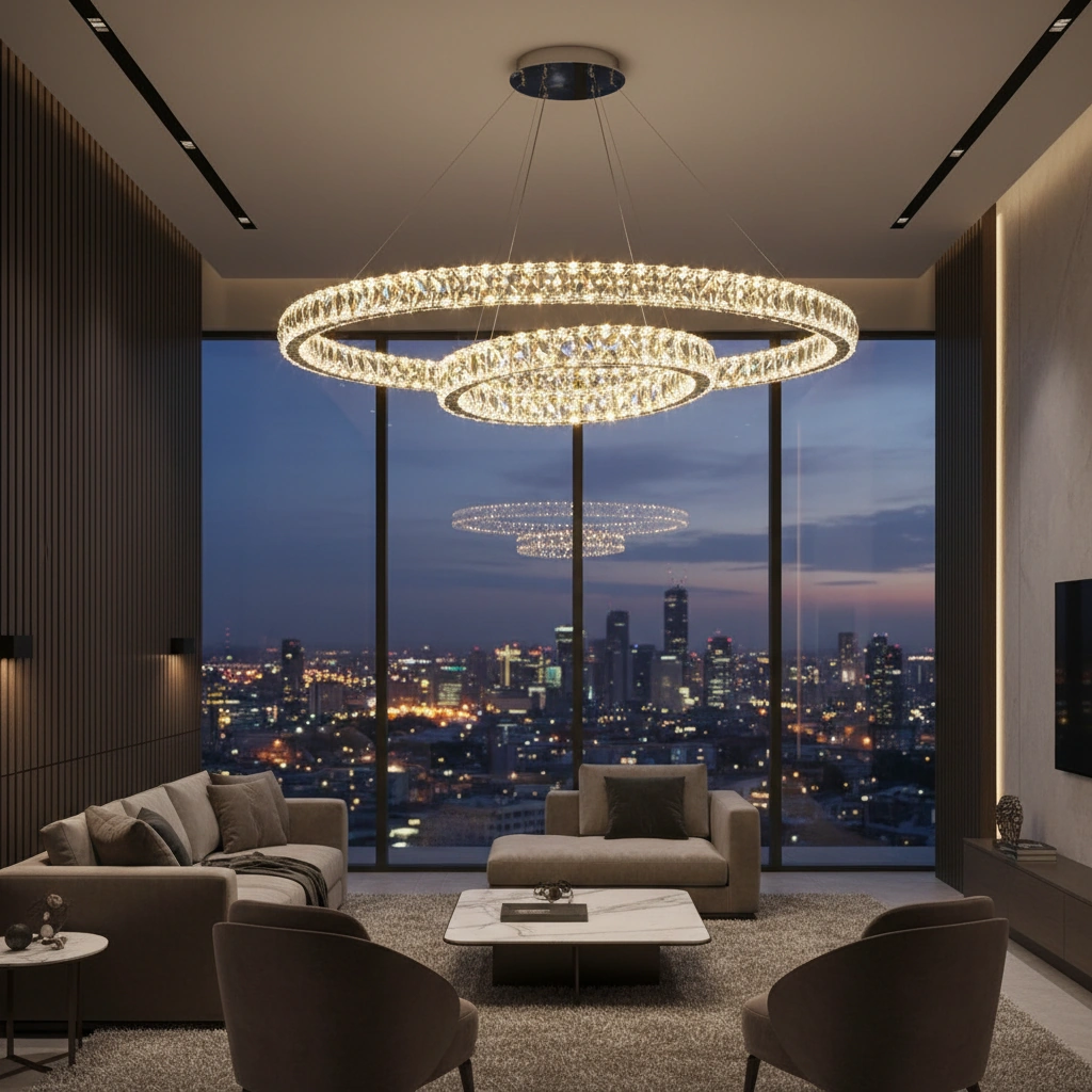 Seraphina 1100mm Interlocking Crystal Chandelier Angle 4