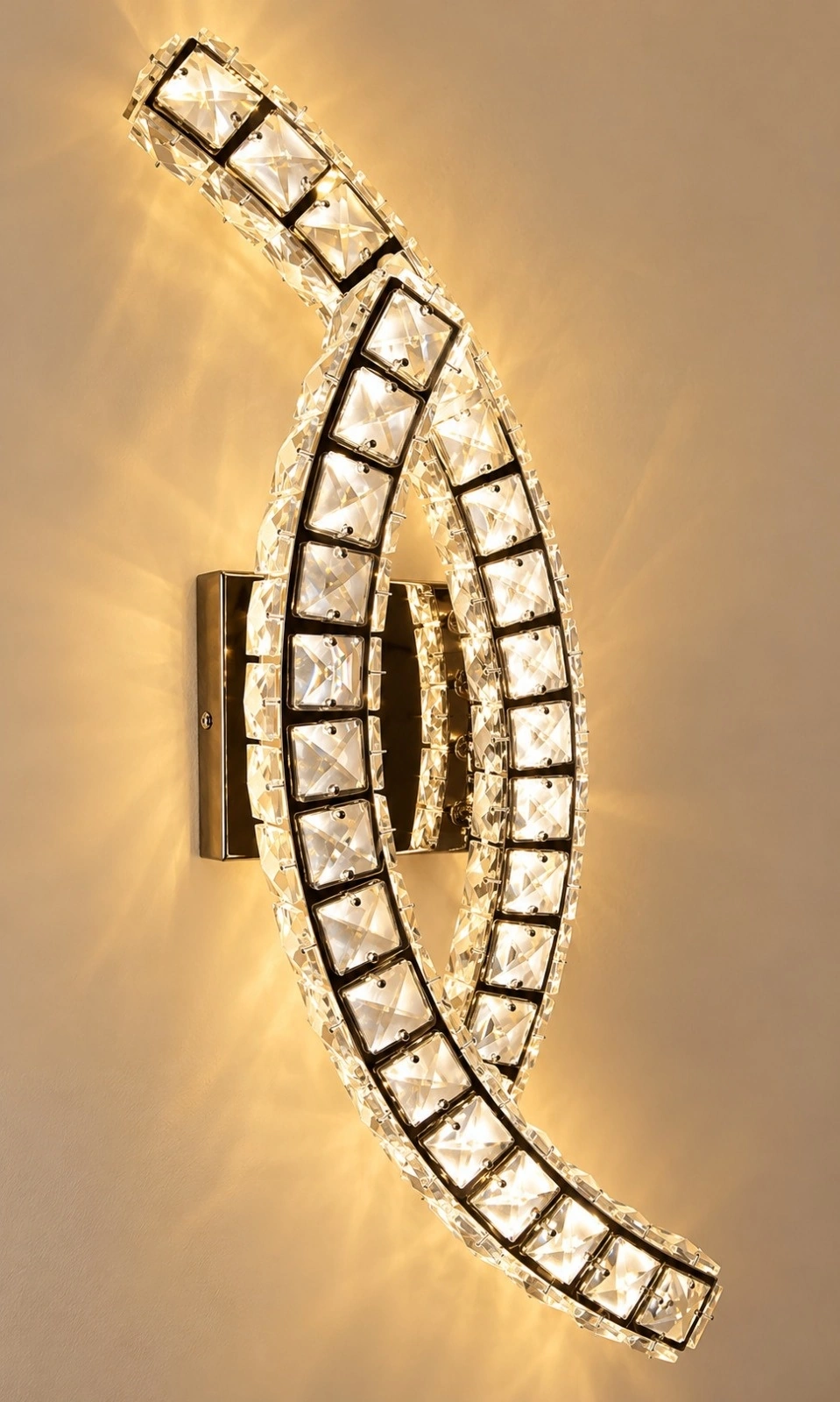 Seraphina Polished Chrome & K9 Crystal Loop Wall Sconce