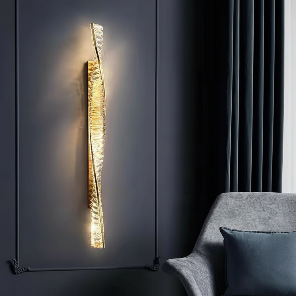 Serpentine 100cm Crystal Wave Wall Sconce Primary Perspective