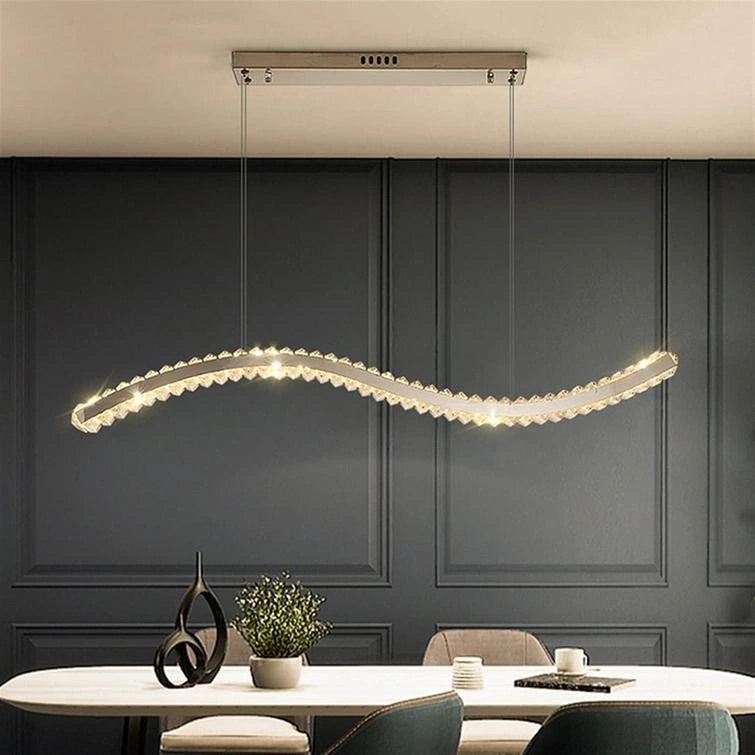 Serpentine Wave 120cm K9 Crystal Linear Pendant