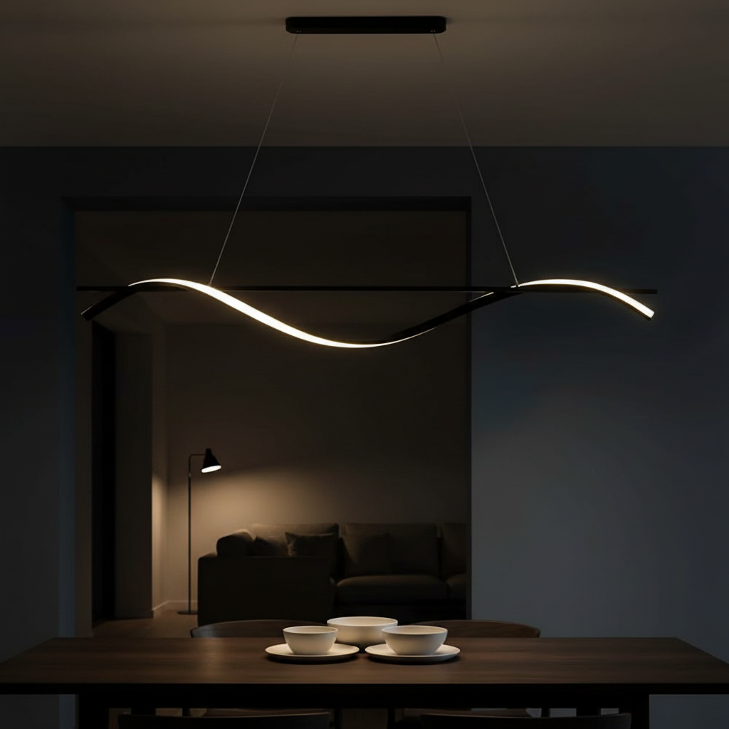Serpentine Wave 120cm Linear LED Pendant Detail Perspective