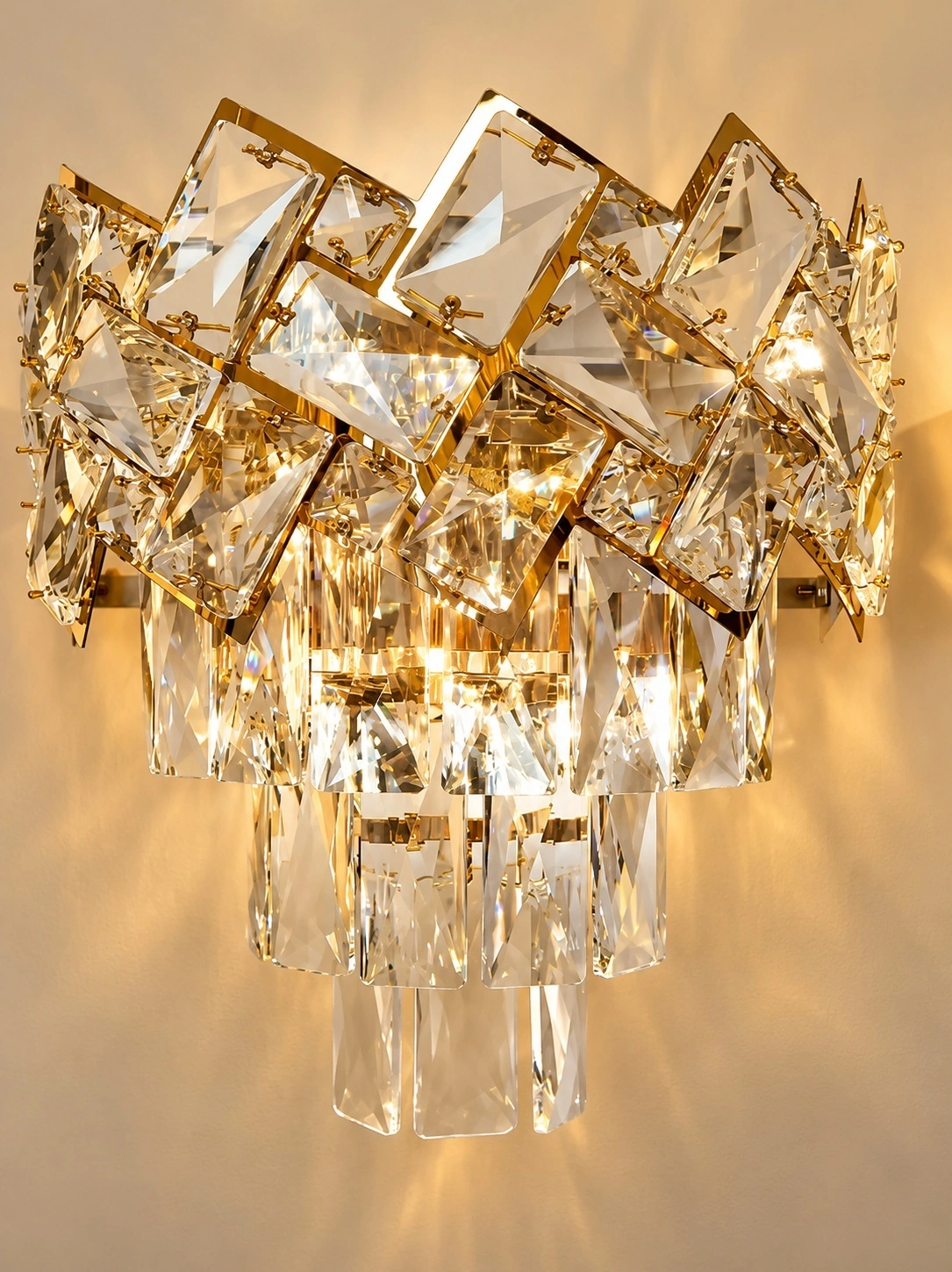 Veridia Tiered Art Deco Crystal Wall Sconce