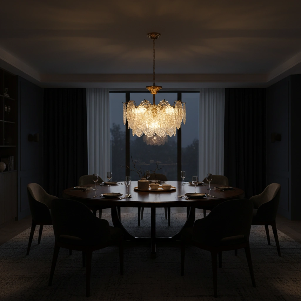 Verona 70cm Embossed Glass Chandelier Angle 4