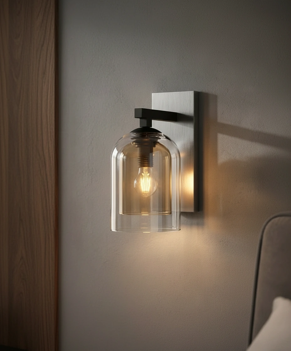 Verona Industrial Double-Glass Wall Sconce Primary Perspective