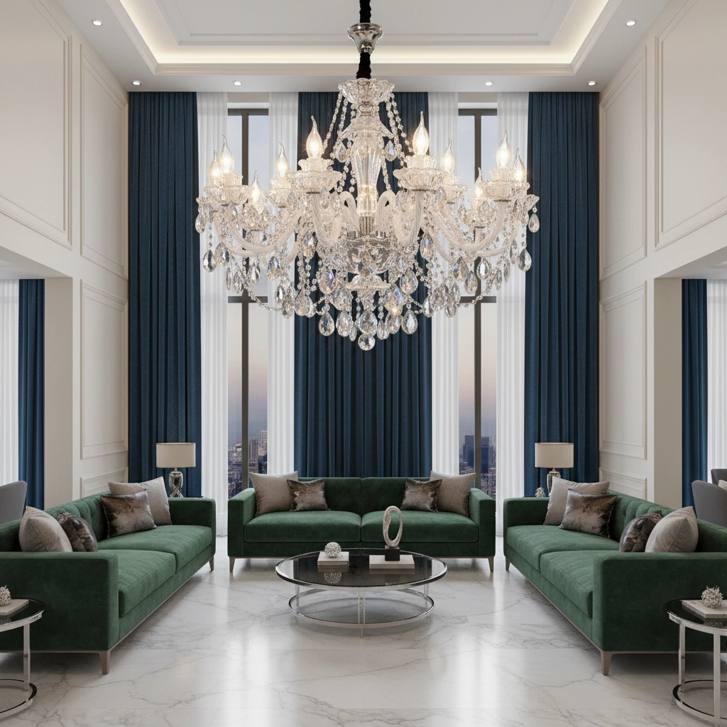 Versailles 1100mm 15-Arm Crystal Chandelier Angle 2