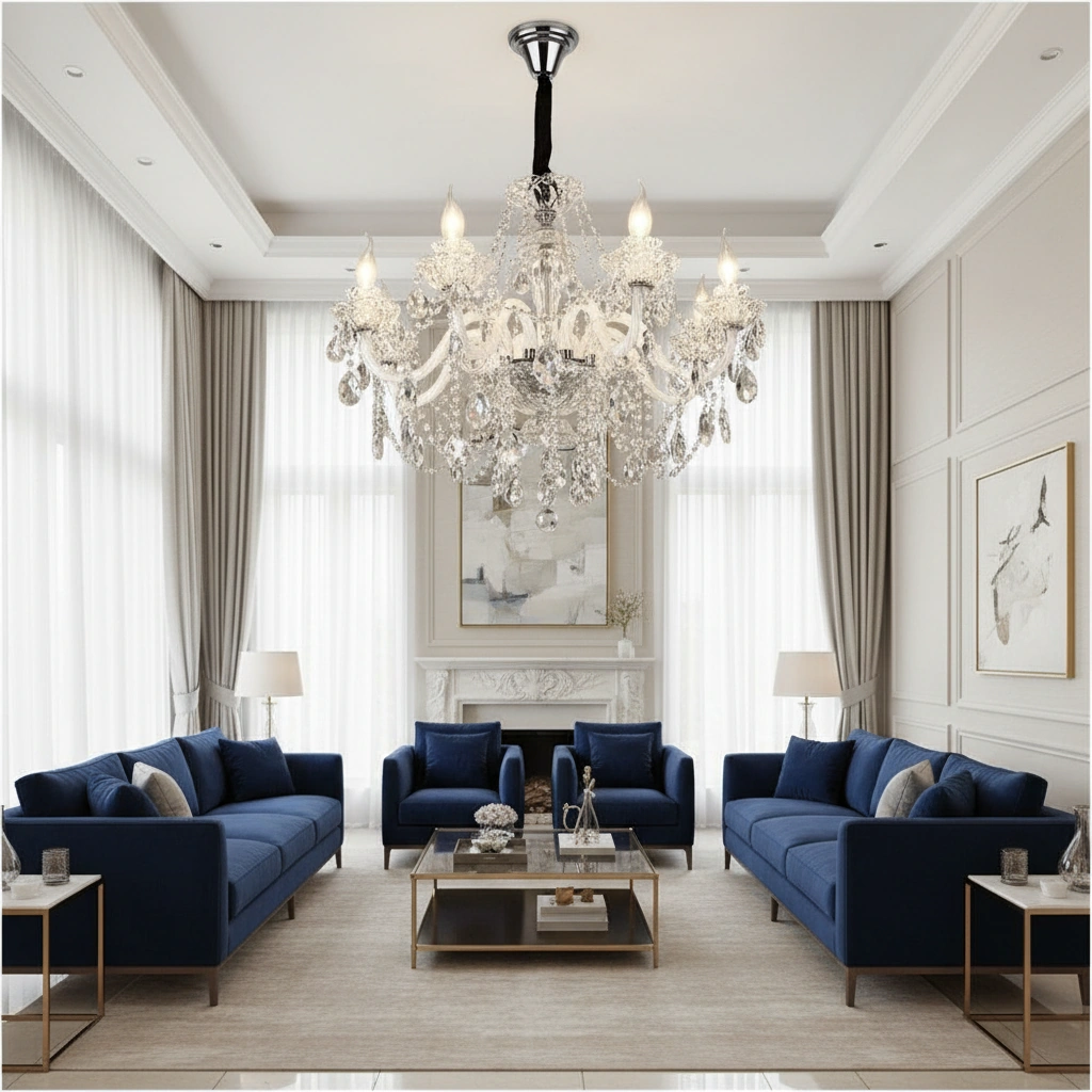 Versailles 6-Arm K9 Crystal Chandelier Angle 2