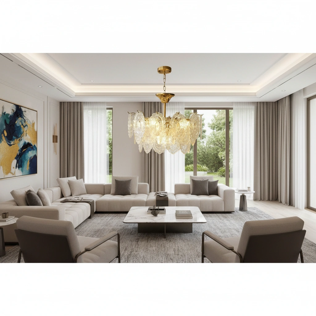 Vittoria 80cm Ornate Glass Chandelier Angle 2
