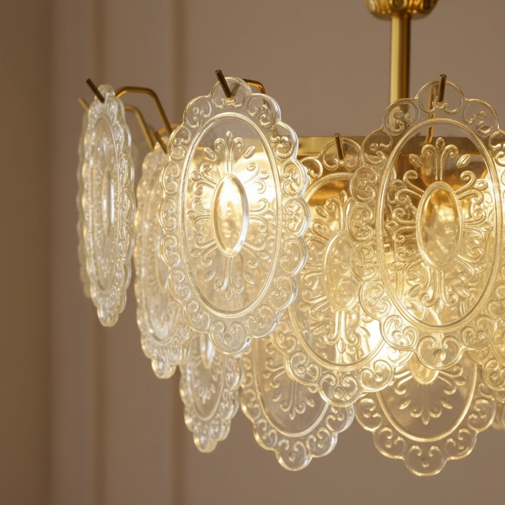 Vittoria 80cm Ornate Glass Chandelier Angle 3