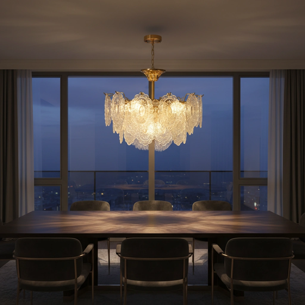 Vittoria 80cm Ornate Glass Chandelier Angle 4